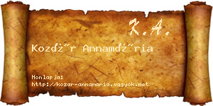 Kozár Annamária névjegykártya